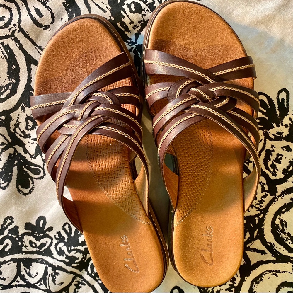 Brown Strappy Leather Clarks Sandals